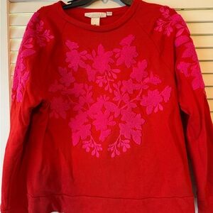 H&M Red Sweater with Pink Floral Design